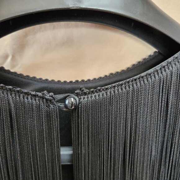 Vintage Black All Over Fringe Flapper Dress Sleeveless Party Dress - Picture 5 of 10